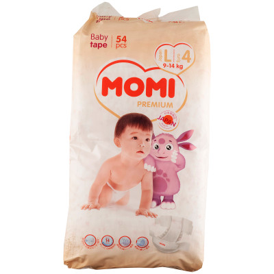 Подгузники Momi Premium р.4 9-14кг, 54шт
