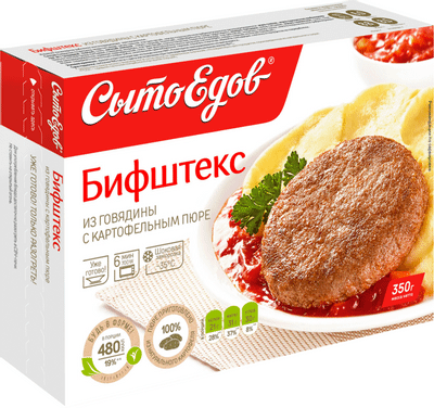 Бифштекс СытоЕдов из говядины с картофельным пюре, 350г