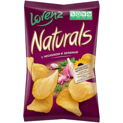 Чипсы картофельные Lorenz Naturals со вкусом чеснока и зелени, 100г