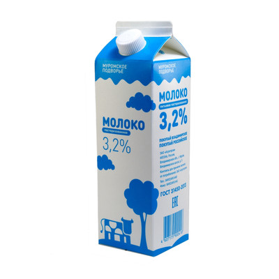Молоко Муромское подворье пастеризованное 3.2%, 870мл