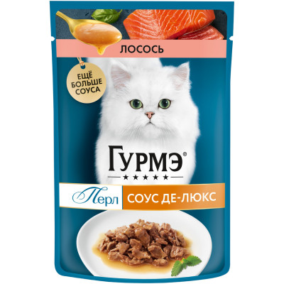 Корм Purina Gourmet Перл Соус Де-люкс для кошек с лососем в соусе, 75г