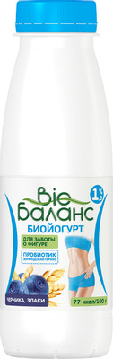 Биойогурт Bio Баланс питьевой черника-злаки 1.5%, 330мл