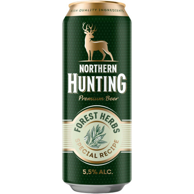Пивной напиток Northern Hunting лесные травы пастеризованный 5.5%, 430мл