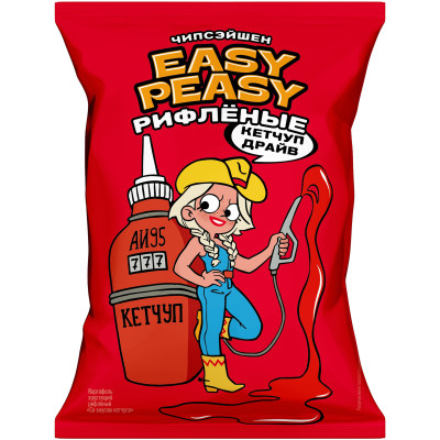 Картофель хрустящий Easy Peasy рифлёный со вкусом кетчупа, 50 г