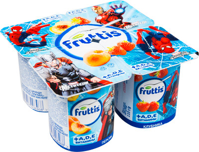 Продукт йогуртный Fruttis Marvel клубника-персик 2.5%, 110г