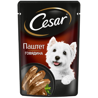 Влажный корм Cesar с говядиной для взрослых собак всех пород, 80г