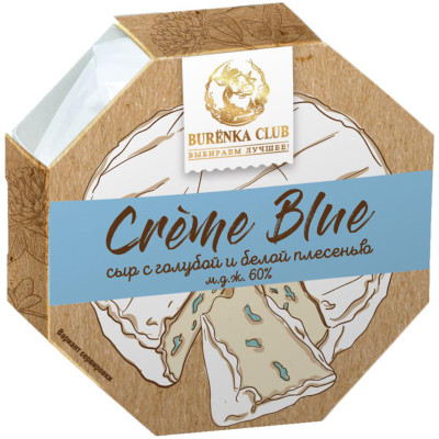 Сыр мягкий Burenka Club Крем блю c голубой и белой плесенью 60%, 125г