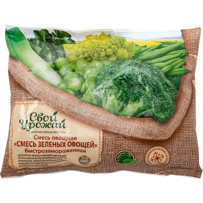 Смесь овощная Свой Урожай Смесь зеленых овощей быстрозамороженная, 400г
