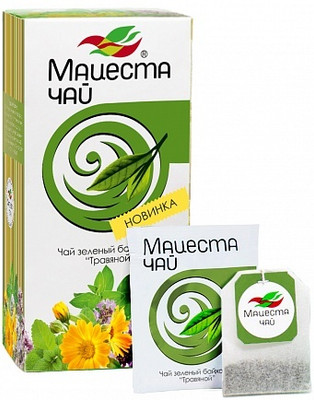 Чай Мацеста зелёный байховый травяной в пакетиках, 20х2г