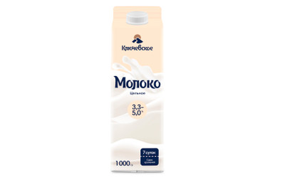 Молоко Ключевское цельное питьевое пастеризованное 3.3-5%, 1л