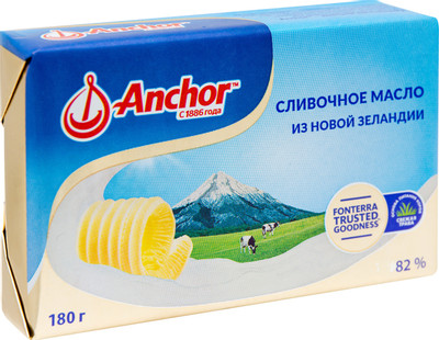 Масло сладкосливочное Анкор несолёное 82%, 180г