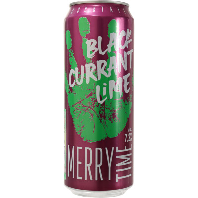 Напиток слабоалкогольный Merry Time черная смородина-лайм 7.2%, 430мл