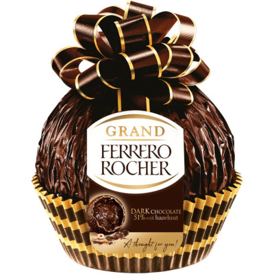 Шоколад Ferrero Rocher Grand Dark тёмный фигурный с дроблёными лесными орехами, 125г