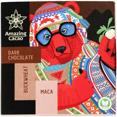 Шоколад горький Amazing Cacao Мараньон с гречневой крупой и желтой перуанской макой 70%, 60г