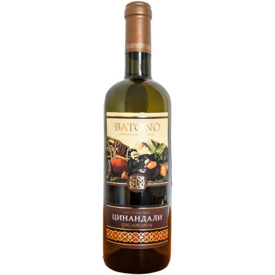 Вино Batono Цинандали белое сухое 10.5-12%, 750мл