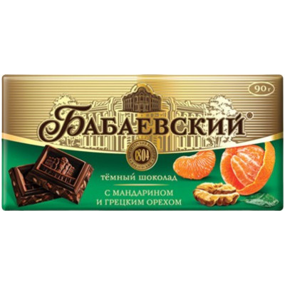 Шоколад тёмный Бабаевский с мандарином и грецким орехом, 90г