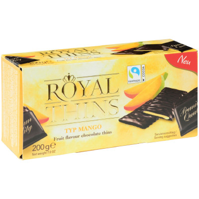 Шоколад Royal Thins тёмный с кремовой начинкой со вкусом манго, 200г