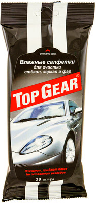 Салфетки влажные Top Gear для очистки стекол зеркал и фар, 30шт