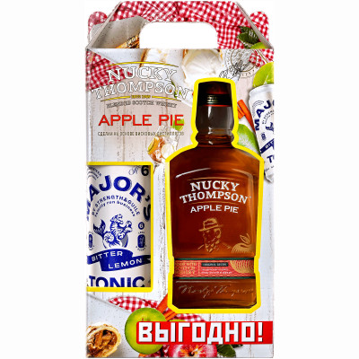 Настойка Nucky Thompson Apple Pie на основе виски в наборе с тоником Major's 500мл, 700мл