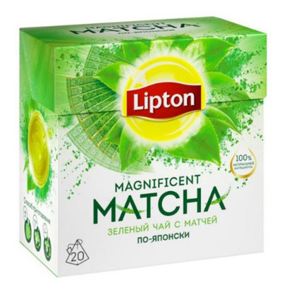 Чай Lipton Magnificent Matcha зелёный в пирамидках, 20x1.5г