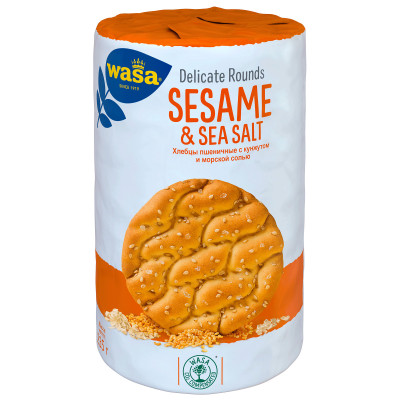 Хлебцы Wasa Delicate Rounds Sesame & Sea Salt пшеничные круглые с кунжутом и морской солью, 235г