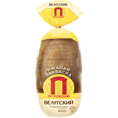 Хлеб Хлебокомбинат Петровский Велугский подовый в нарезке, 600г