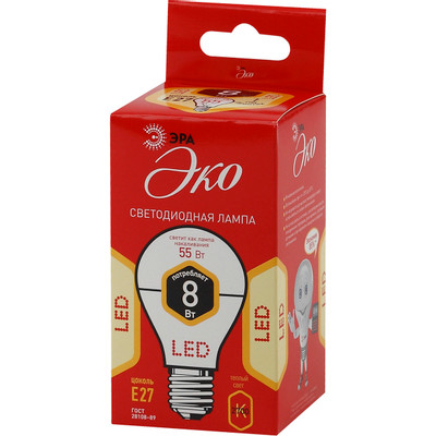 Лампа светодиодная Эра Eco LED A60 E27 8W 827