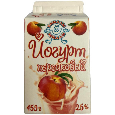 Йогурт Квилли-Милли фруктовый персиковый 2.5%, 450мл