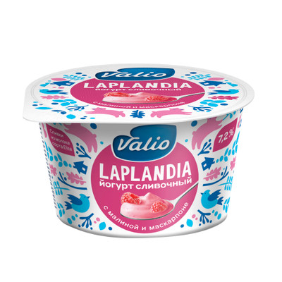 Йогурт Viola Laplandia сливочный с малиной и сыром маскарпоне 7.2%, 180г