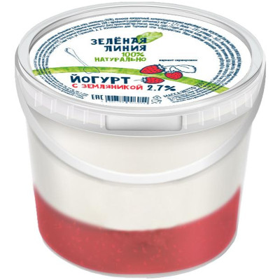 Йогурт с земляникой 2.7% Зелёная Линия, 350г