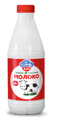 Молоко Молочный Кит Полянка пастеризованное 3.2%, 900мл