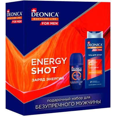 Набор подарочный Deonica Energy Shot для мужчин Гель для душа и Антиперспирант, 300мл