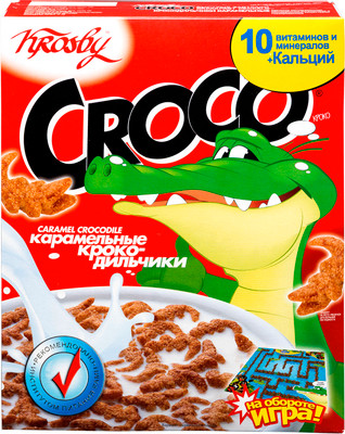 Завтрак сухой Krosby Croco крокодильчики карамельные, 200г