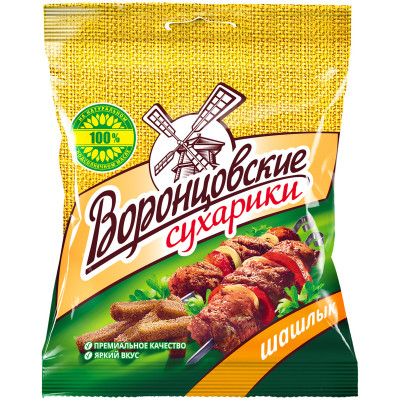Сухарики Воронцовские ржано-пшеничные со вкусом шашлыка, 120г