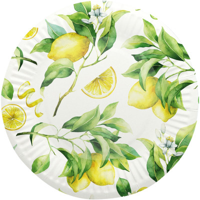 Тарелки Лимоны картонные 23см, 6шт