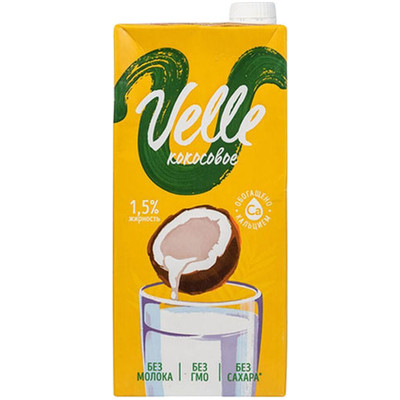 Напиток Velle Кокосовый Классический на растительной основе, 1л