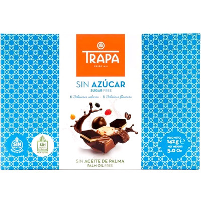Набор конфет Trapa Sin Azucares Anadidos шоколадных с подсластителем, 142г