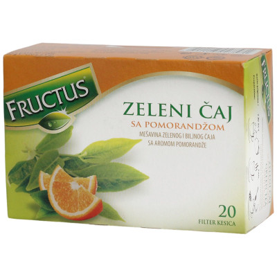 Чай Fructus зелёный с апельсином в пакетиках, 20x1.5г