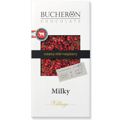 Шоколад Bucheron молочный 33% с кусочками малины, 100г