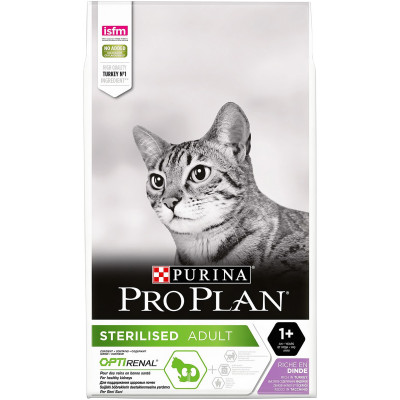 Сухой корм Pro Plan Sterilised с индейкой для стерилизованных кошек, 10кг