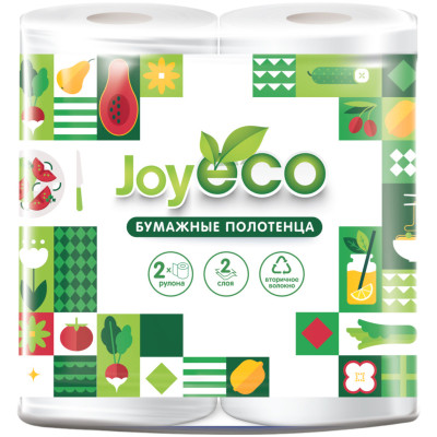 Полотенца бумажные Joy Eco с перфорацией и тиснением 2 слоя 2 рулона