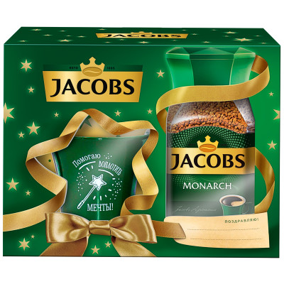 Набор Кофе Jacobs Monarch натуральный растворимый сублимированный, 95г + Чашка
