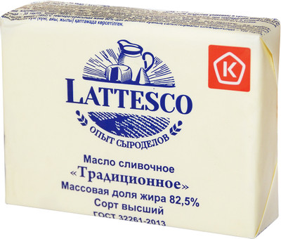 Масло сладкосливочное Latesco Традиционное несолёное 82.5%, 180г