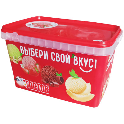 Мороженое Гостов пломбир с наполнителем и ароматом клубники 12%, 600г