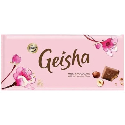 Шоколад Fazer Geisha молочный с начинкой из тёртого ореха, 121г