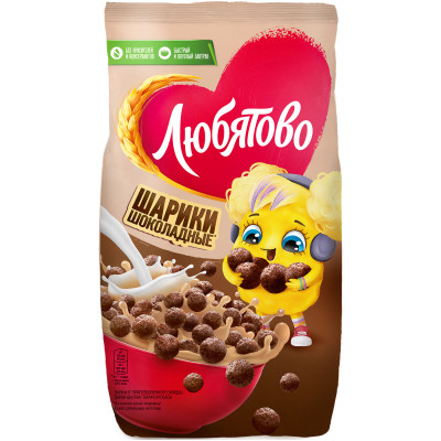 Завтраки Любятово Шарики шоколадные готовые, 200г