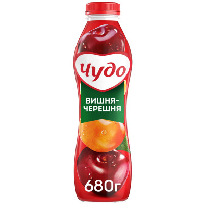 Йогурт фруктовый Чудо вишня-черешня 1.9%, 680мл