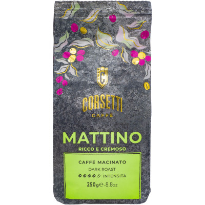 Кофе Corsetti Mattino натуральный жареный молотый, 250г