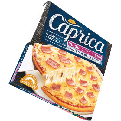 Пицца Caprica с ветчиной на тонком тесте замороженная, 320г