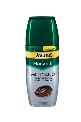 Набор Кофе Jacobs Millicano натуральный растворимый с добавлением молотого, 95г + Термостакан